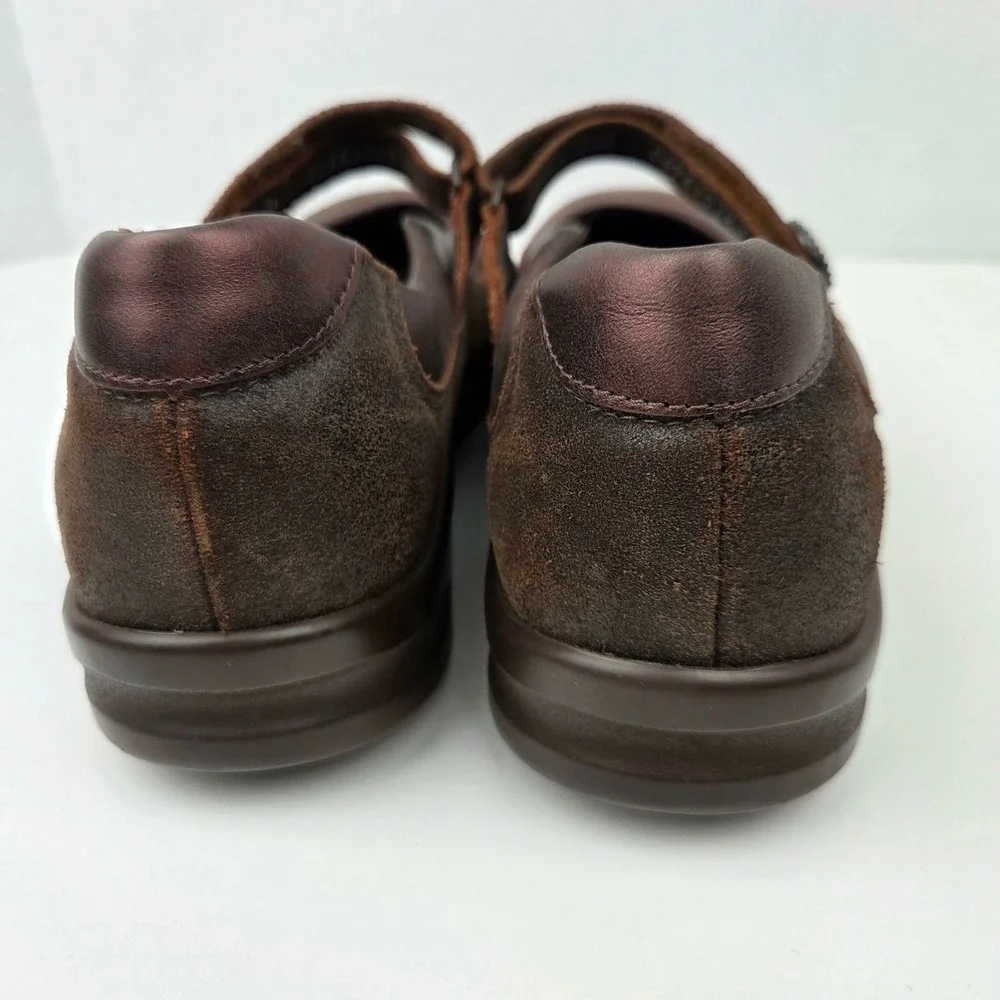 SAS EZ Strap‎ Step Out Mary Jane Comfort Shoes Brown Suede Leather Women 9.5